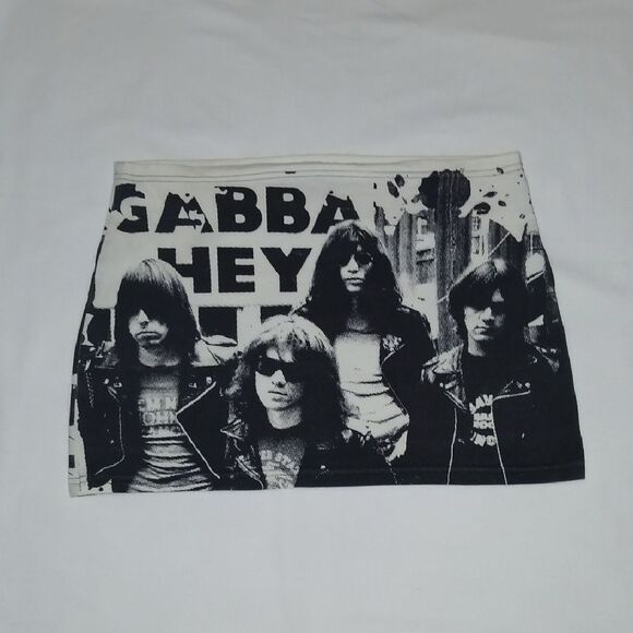 Vntg 90s Ramones "Gabba Hey" Mini Skirt - Picture 1 of 4